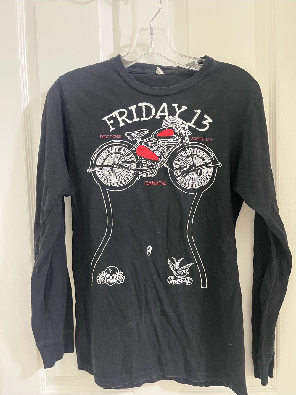Vintage Friday 13 Black Graphic Long-Sleeve Tee - Red Accent